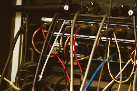 Signal cable connected to Audio mixer.の写真素材