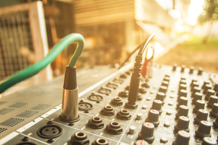 Cable is connected to audio mixer.