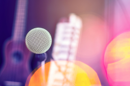 Microphones and recording equipment in the studio.の写真素材