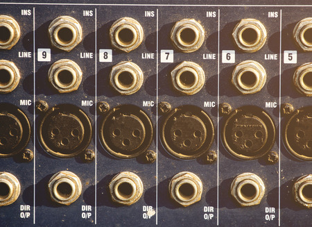 Signal cable connected to Audio mixer.の写真素材