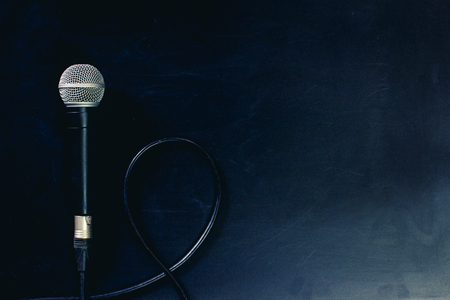 Microphone in room with recording device.の写真素材