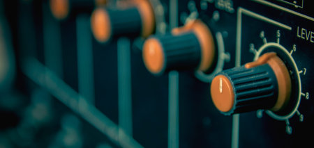 Orange volume control of the audio amplifier in the studio. Vintage Style.