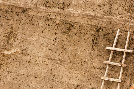 Old wooden stairs plastered on the wall.の写真素材