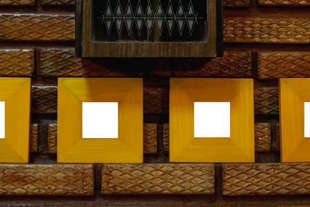 Mock-up image of White screen wooden picture frame for home decoration.の写真素材