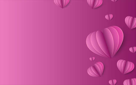 Paper art with heart shapes Pastel color tone.のイラスト素材