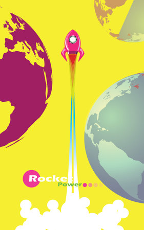 Rocket launches in a flat style. Rocket design vector illustration.