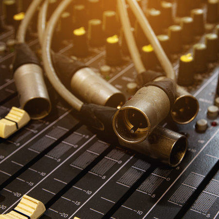 Old XLR input cable on a mixer. Very old analog systems, especially cables that are corroded due to...