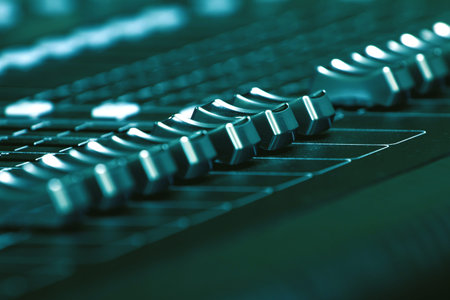 Boss Class digital mixer volume slide professional digital audio system.の写真素材