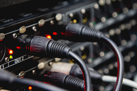 XLR cables and connectors, audio transmission system to digital professional mixers.の写真素材