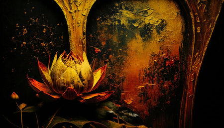 Lotus art painting and Buddhist beliefsの素材