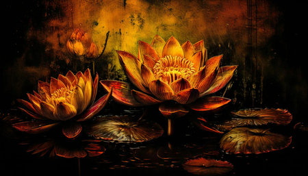 Lotus art painting and Buddhist beliefsの素材