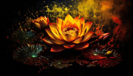 Lotus art painting and Buddhist beliefsの素材