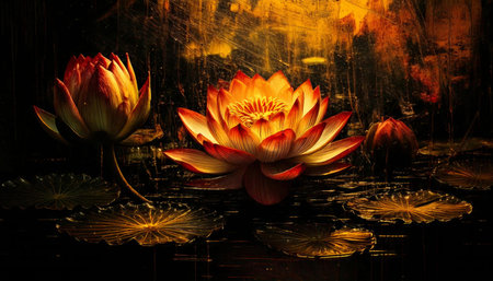 Lotus art painting and Buddhist beliefsの素材