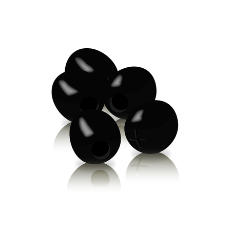 Black olives isolated on a white background.のイラスト素材