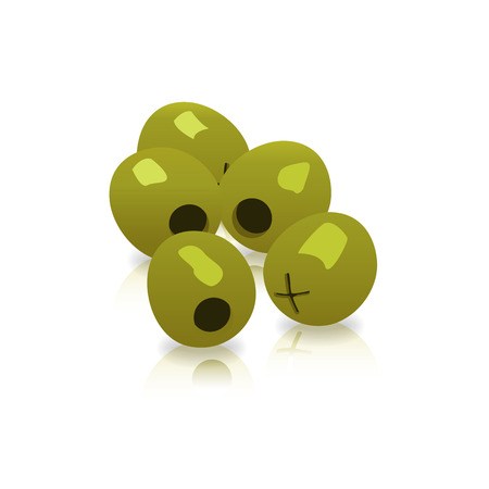 Green olives isolated on a white backgroundのイラスト素材