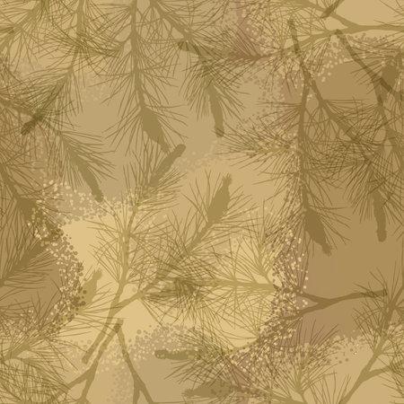 Pine branch seamless pattern camouflage sand.のイラスト素材