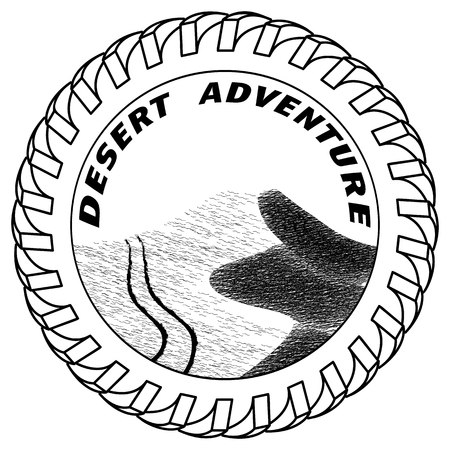 traces of an sport utility vehicle SUV on sand dunes in the desert Vector illustrationのイラスト素材