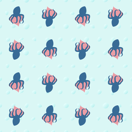Vector seamless pattern by Valentines Day octopus wraps around the heartのイラスト素材