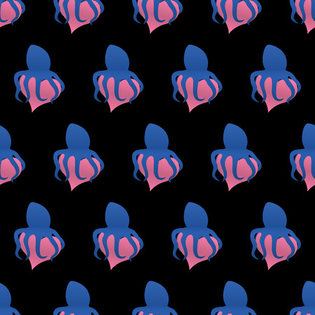 Vector seamless pattern by Valentines Day octopus wraps around the heartのイラスト素材