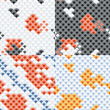 Fish Carp Koi Scales Seamless Pattern Set.のイラスト素材