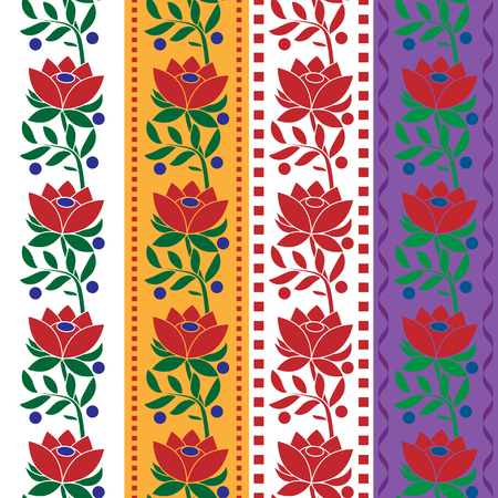 Czech Folk seamless pattern fabric jacquard ribbon trims. Vector illustrationsのイラスト素材