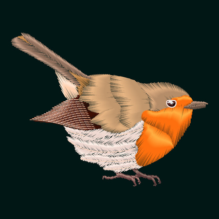 Embroidery robin bird. Vector illustrations vintage designのイラスト素材