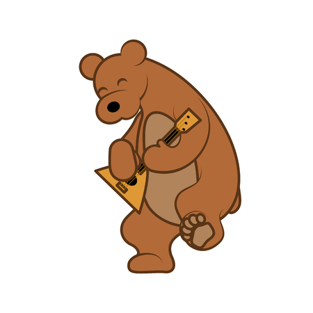 Bear is playing a musical instrument balalaika vector illustration from Russia with love.のイラスト素材