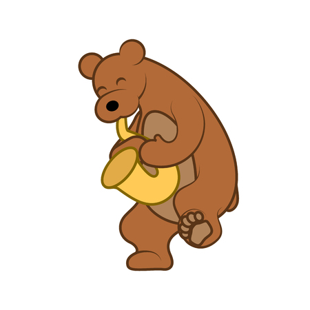 Bear is playing a musical instrument saxophone vector illustrationのイラスト素材
