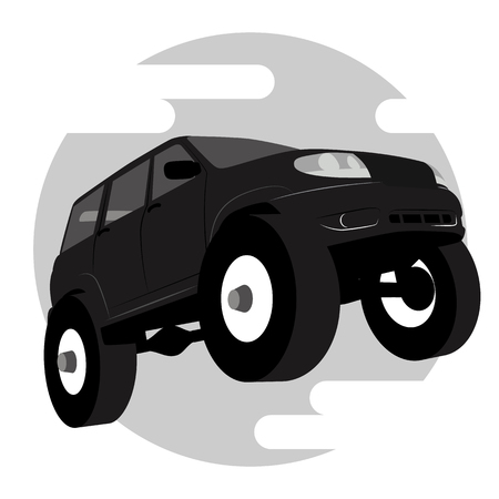 Off road vehicle car logo, vector illustration silhouetteのイラスト素材