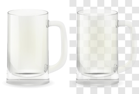 Vector realistic transparent beer glass. Alcohol drink glass icon illustrationの写真素材