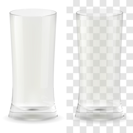 Vector realistic transparent beer glass. Alcohol drink glass icon illustrationの写真素材