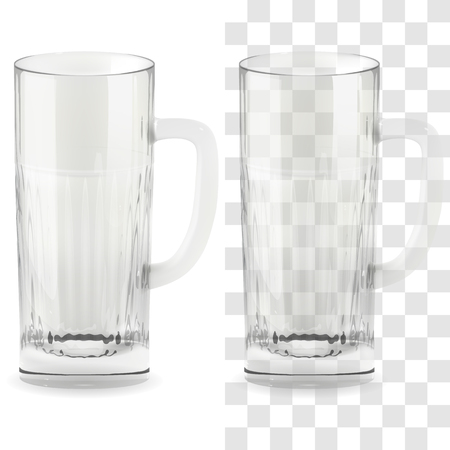 Vector realistic transparent beer glass. Alcohol drink glass icon illustrationの写真素材