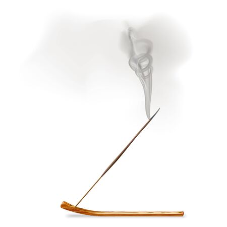 Aroma smoke reed sticks on wooden stand, aromatherapy vector illustration.のイラスト素材