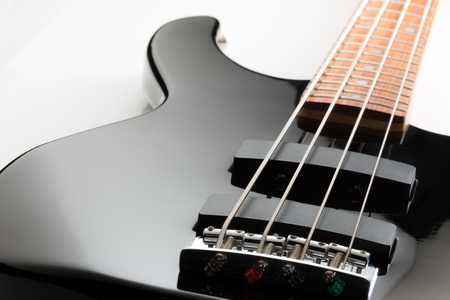 Black electric bass guitar.の写真素材