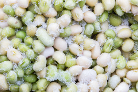 Frozed green peas for use as a background.の写真素材
