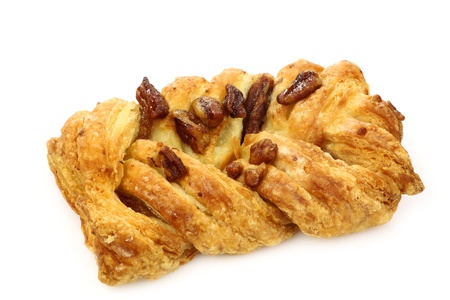 pecan sticky bun on a white background の写真素材