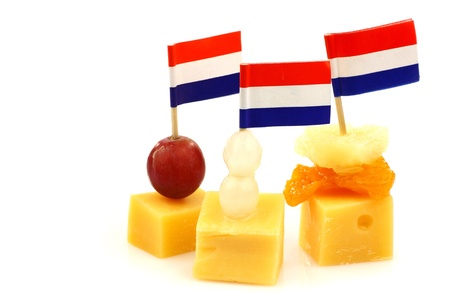 Dutch cheese snacks on a white background の写真素材