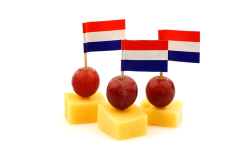 Dutch cheese snacks on a white background の写真素材