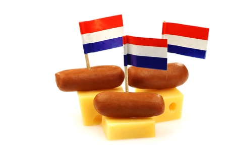 Dutch cheese snacks on a white background の写真素材