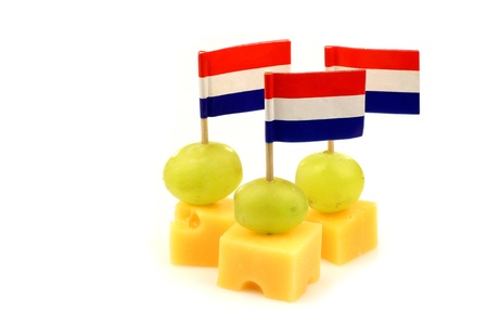 Dutch cheese snacks on a white background の写真素材