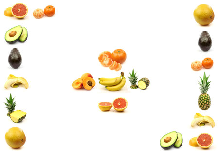 fruit border with room for your text and images on a white background 