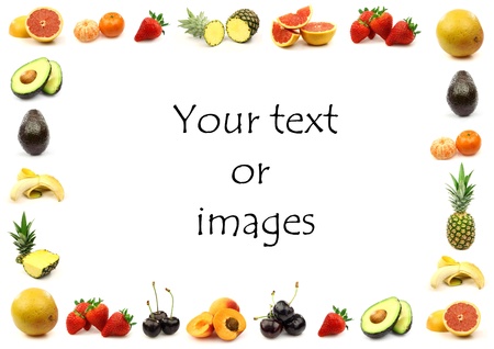 fruit border with room for your text and images on a white background の写真素材