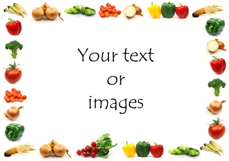vegetable border with room for your text or images on a white background の写真素材