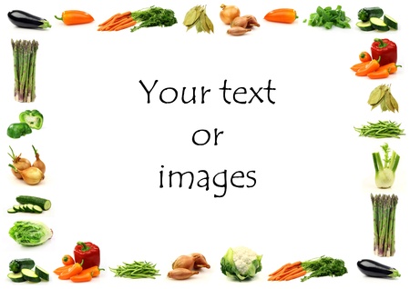 vegetable border with room for your text or images on a white background の写真素材