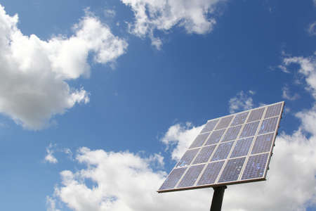 solar panel with Dutch skyの写真素材