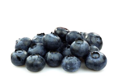 bunch of blueberries on a white background の写真素材