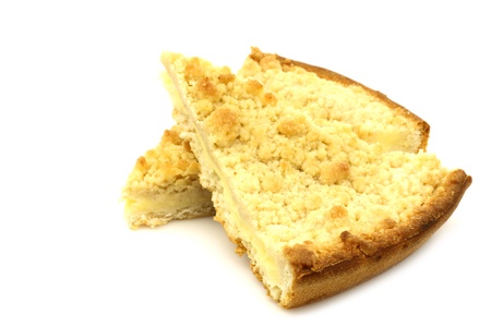 two slices of rice and cream pie called  vlaai  in Holland on a white background の写真素材