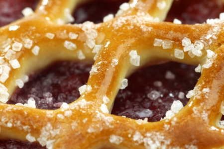 background of a decorated cherry pie  Dutch vlaai  の写真素材