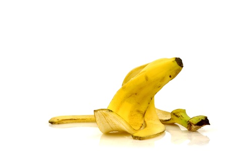 banana peel isolated on a white background の写真素材