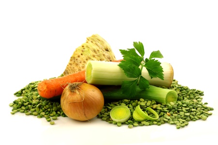 mixed vegetables for making traditional Dutch green pea soup の写真素材